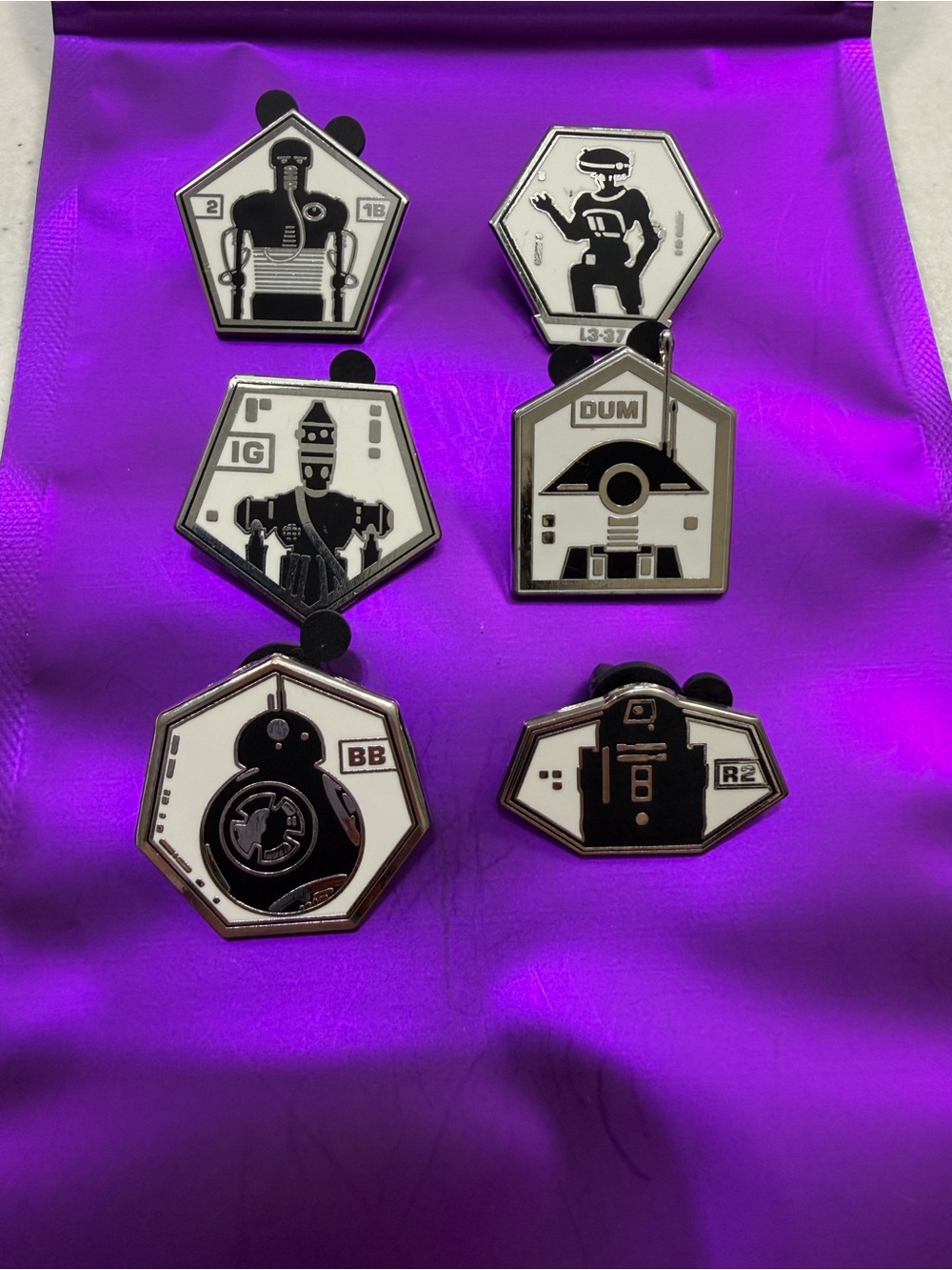 Disney Black and White Droid Enamel Pin Set